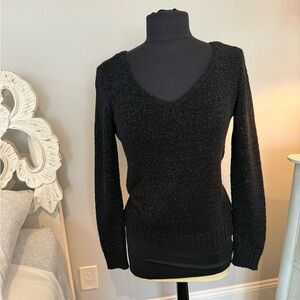 Women's V neck marled cotton textured Sweater M
